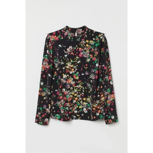 H&M Defined Shoulder Blouse Floral Print M - Picture 1 of 5